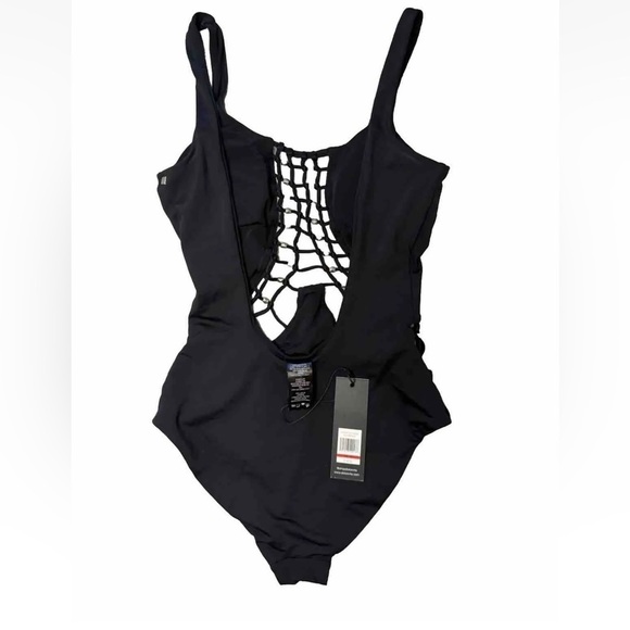 NWT Dolce Vita One Piece Swimsuit XS Macramé Cutout Black Bathing Suit Vacation - Picture 3 of 12
